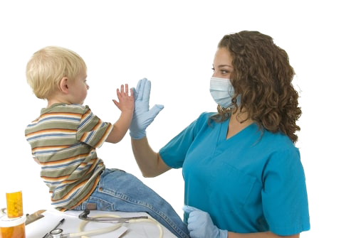 Pediatric Doctor Giving Child A Hi-Five No Background