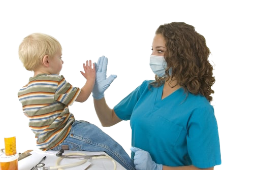 Pediatric Doctor Giving Child A Hi-Five No Background